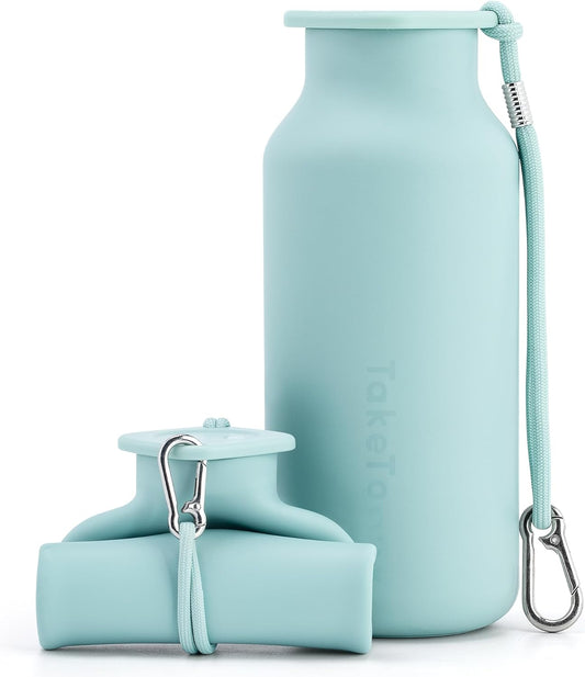 Sage Green Collapsible Silicone Water Bottles 20 oz