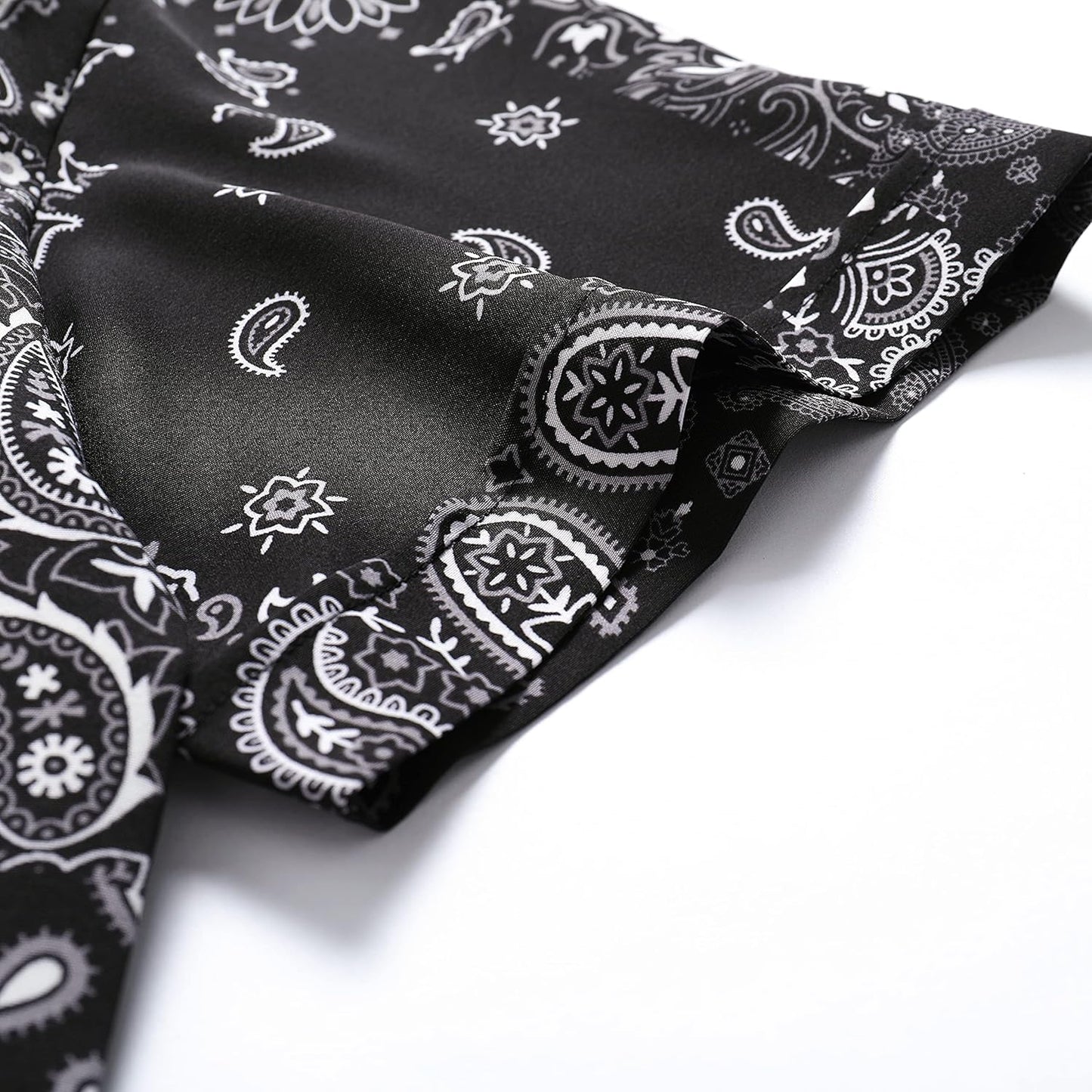Black Bandana Printed Short Sleeve Shirt