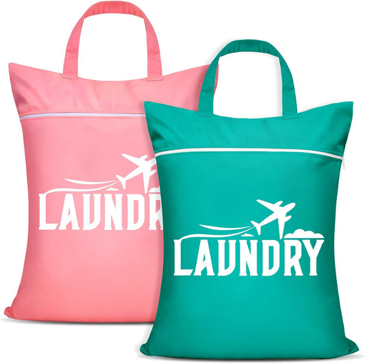 Pink/Green 2pc Laundry Waterproof Travel Bag