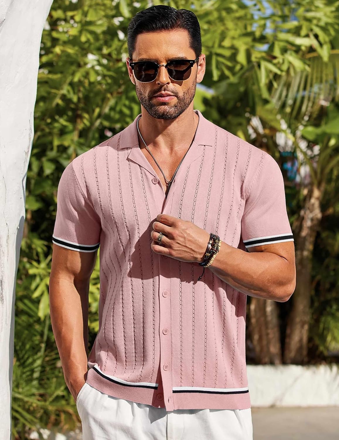 Men's Vintage Style White Short Sleeve Shirt