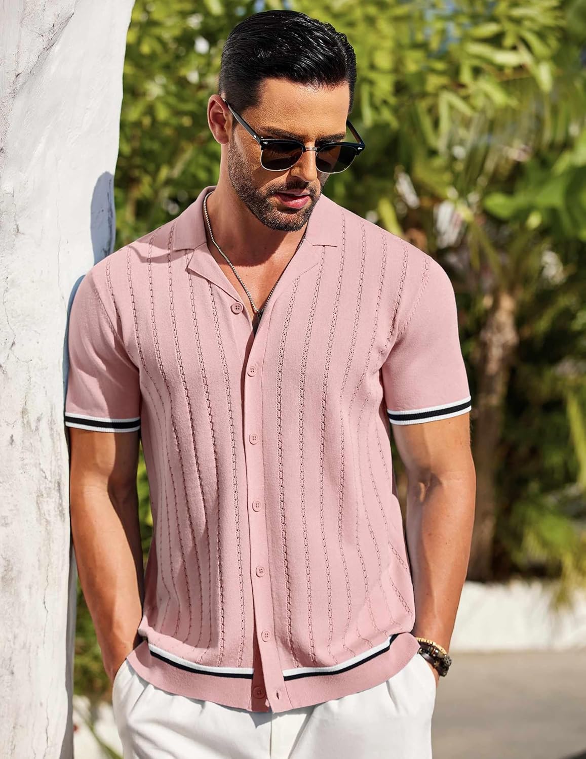 Men's Vintage Style White Short Sleeve Shirt