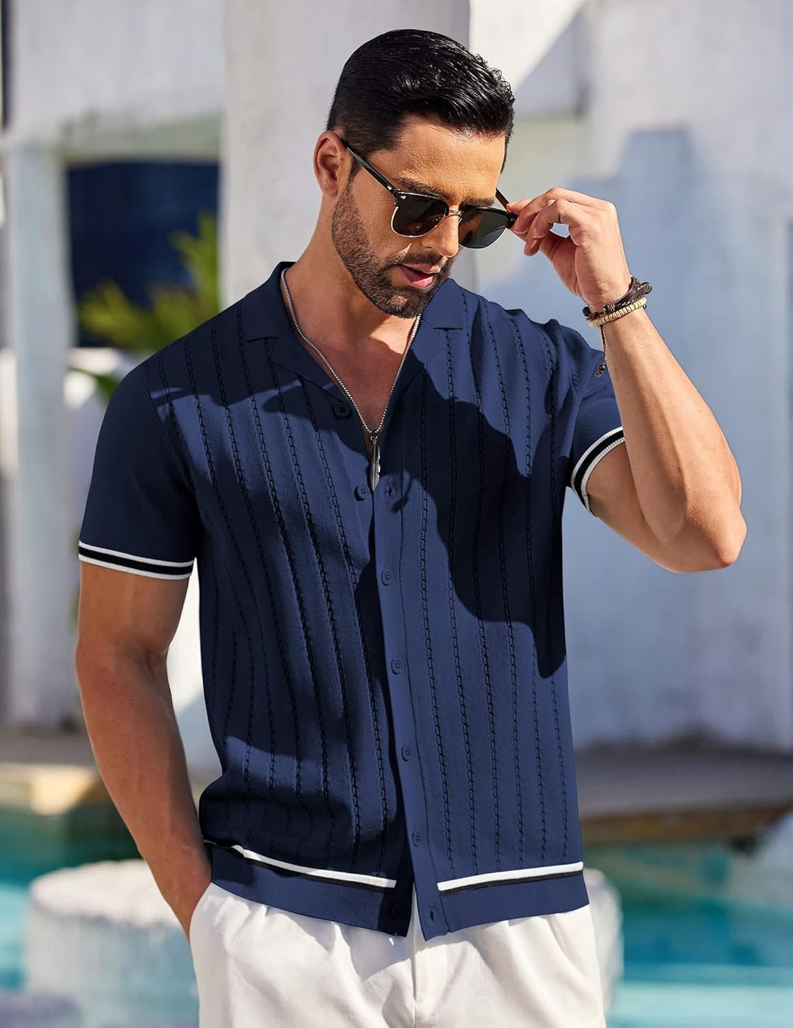 Men's Vintage Style White Short Sleeve Shirt