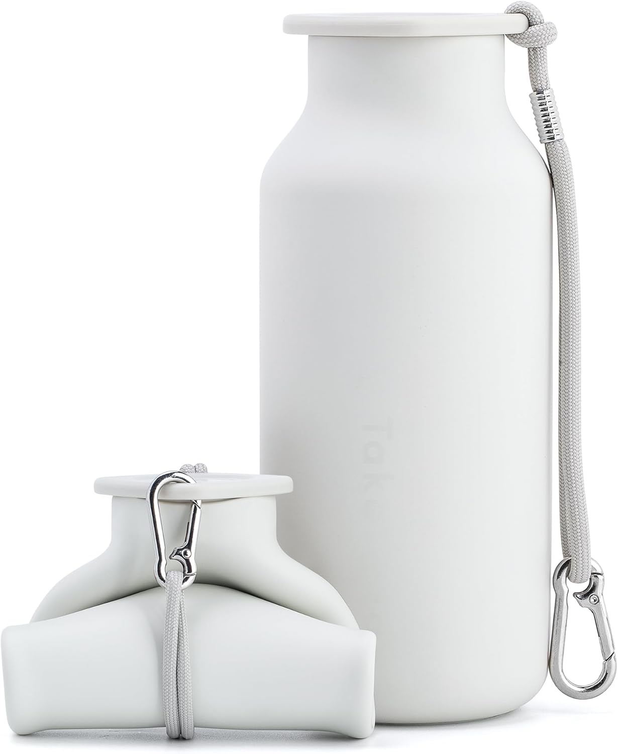 White Collapsible Silicone Water Bottles 20 oz