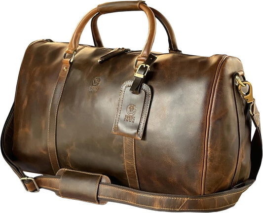 Crafted High Quality Leather Duffel Weekender Bag