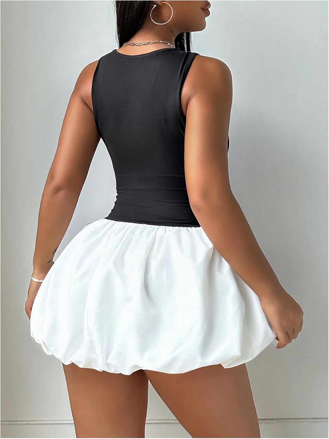 Black & White Bubble Sleeveless Dress